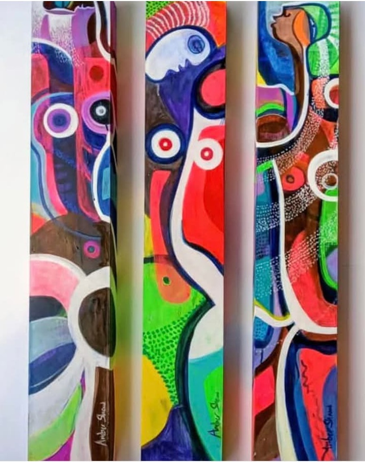 Masqueraders Set of 3 — triptych painting by Amber Shaw